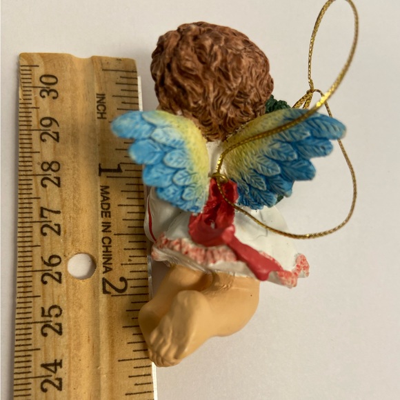 Vintage Cherub Christmas Angel Holiday Ornament wreath rosebud baby angel wings - Picture 6 of 13